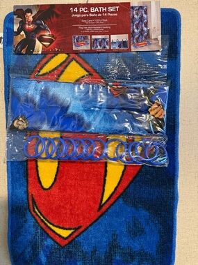 Superman 14-Piece Bath Set - Blue, Red, Yellow